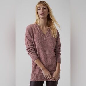 Athleta Vital V-neck Marled Knit Tunic Sweater in Wool/ Cashmere Size M